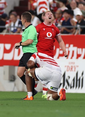 120725 - Japan v Wales - Summer Series - Second Test - Tommy Reffell of Wales celebrates at full time