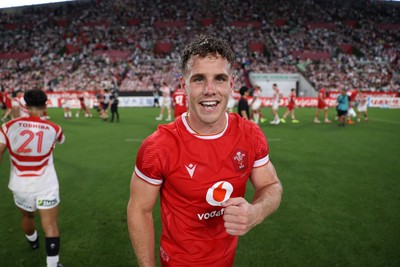 120725 - Japan v Wales - Summer Series - Second Test - Kieran Hardy of Wales celebrates at full time
