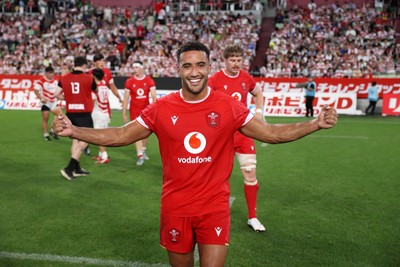 120725 - Japan v Wales - Summer Series - Second Test - Keelan Giles of Wales celebrates at full time