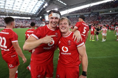 120725 - Japan v Wales - Summer Series - Second Test - Tom Rogers and Blair Murray of Wales celebrate at full time