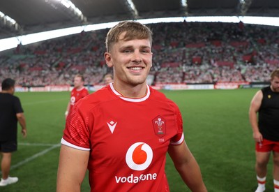 120725 - Japan v Wales - Summer Series - Second Test - Alex Mann of Wales celebrates at full time