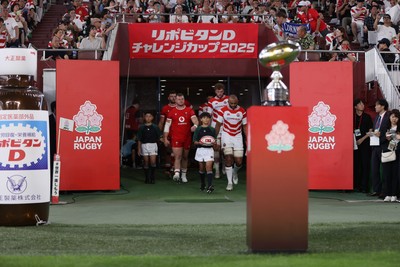 120725 - Japan v Wales - Summer Series - Second Test - Dewi Lake of Wales and Michael Leitch of Japan 