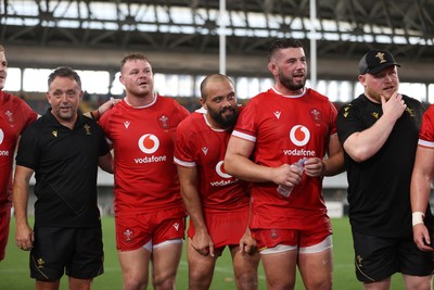 120725 - Japan v Wales - Summer Series - Second Test - Matt Sherratt, Dewi Lake, Josh Macleod, Gareth Thomas at full time