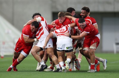 120725 - Japan v Wales - Summer Series - Second Test - Chris Coleman and Taine Plumtree of Wales in the maul