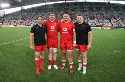 120725 - Japan v Wales - Summer Series - Second Test - Dragons players Rhodri Williams, Aaron Wainwright, Chris Coleman and Elliot Dee
