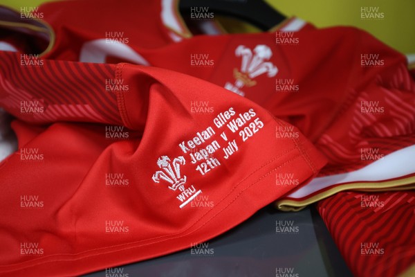 120725 - Japan v Wales - Summer Series - Second Test - Keelan Giles of Wales jersey before the game