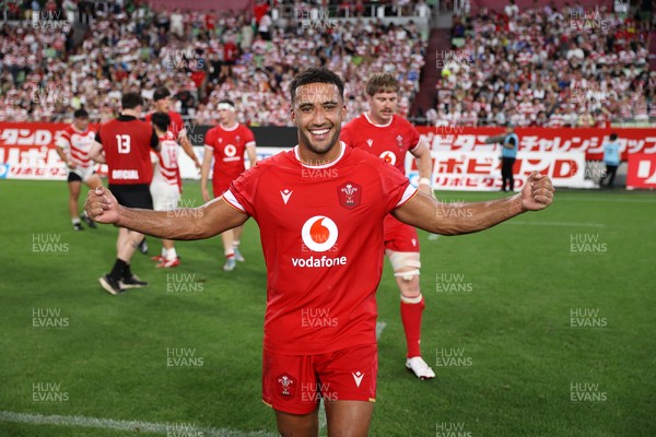 120725 - Japan v Wales - Summer Series - Second Test - Keelan Giles of Wales celebrates at full time