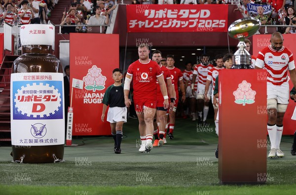 120725 - Japan v Wales - Summer Series - Second Test - Dewi Lake of Wales and Michael Leitch of Japan 