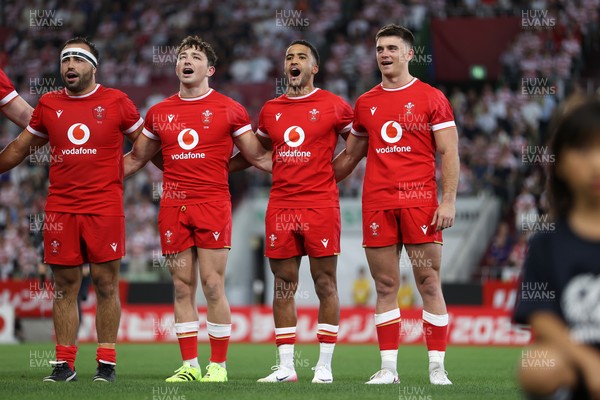 120725 - Japan v Wales - Summer Series - Second Test - Liam Belcher, Dan Edwards, Keelan Giles and Reuben Morgan-Williams sing the anthem