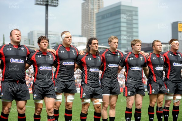 150613 - Japan v Wales -Wales players during the national anthems