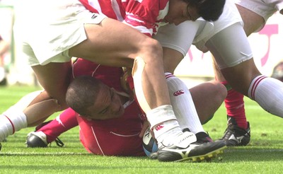 170601- Japan v Wales - Gavin Thomas squeezes in for his second try
