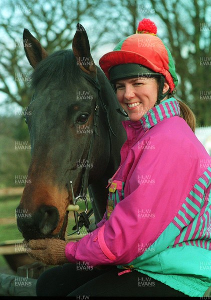 251193 - Picture shows jockey Pip Nash on Zephyr Nights at home in Rudry, Near Cardiff