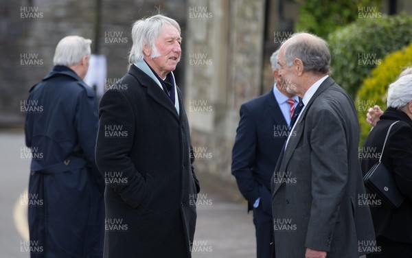 060521 - John Dawes Funeral, Llandaff Cathedral, Cardiff - Wales rugby legends JPR Williams and John Taylor chat at the funeral of former Wales and British Lions captain and coach John Dawes at Llandaff Cathedral, Cardiff