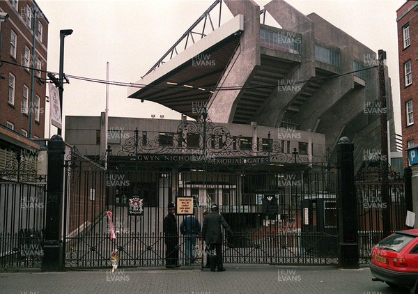 181193 - Wales Football tragedy - John Francis Hill was killed during the match after being hit by a flare, whilst stood next to his son - General View of the Cardiff Arms Park gates