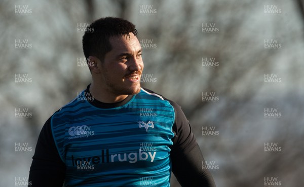 140219 - Ospreys new signing Jordan Lay during training with the squad