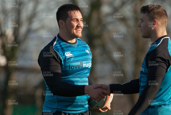 140219 - Ospreys new signing Jordan Lay during training with the squad