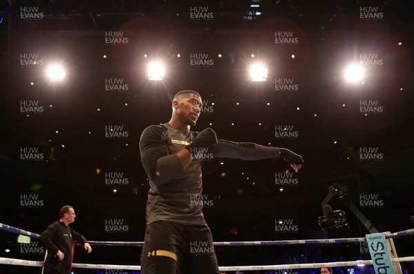 280318 - Joshua v Parker Public Workout at St Davids Hall, Cardiff - Anthony Joshua during his public workout