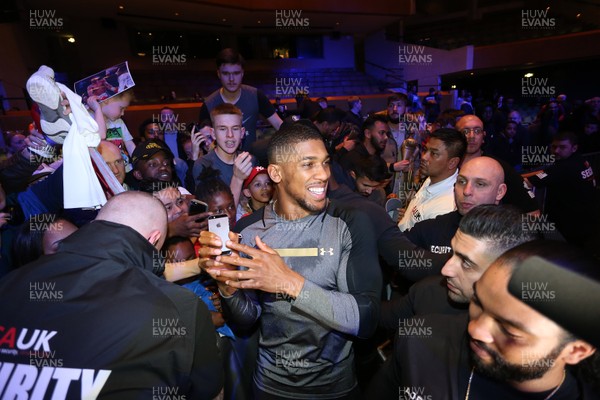 280318 - Joshua v Parker Public Workout at St Davids Hall, Cardiff - Anthony Joshua meets the public after his workout