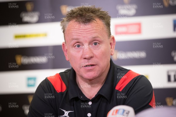 040417 - Judgement Day Press Conference - Newport Gwent Dragons head coach Kingsley Jones during press conference ahead of the Judgement Day clash with the Scarlets