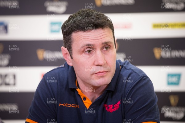 040417 - Judgement Day Press Conference - Scarlets coach Stephen Jones during press conference ahead of their Judgement Day clash with the Newport Gwent Dragons