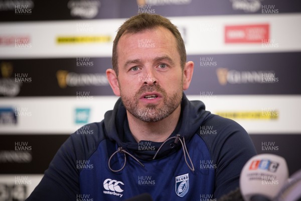 040417 - Judgement Day Press Conference - Cardiff Blues coach Danny Wilson during press conference ahead of their Judgement Day clash with the Ospreys