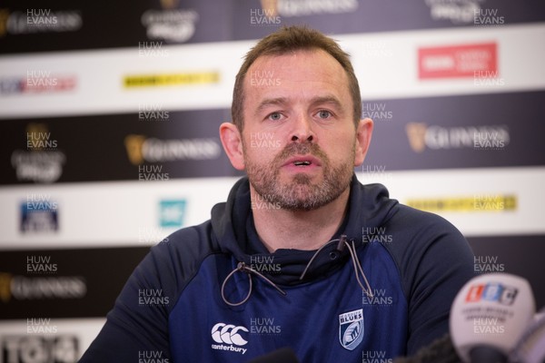 040417 - Judgement Day Press Conference - Cardiff Blues coach Danny Wilson during press conference ahead of their Judgement Day clash with the Ospreys