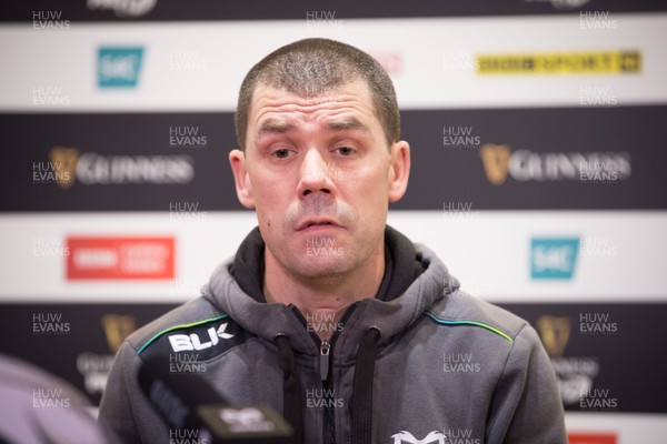 040417 - Judgement Day Press Conference - Ospreys coach Gruff Rees during press conference ahead of their Judgement Day clash with Cardiff Blues