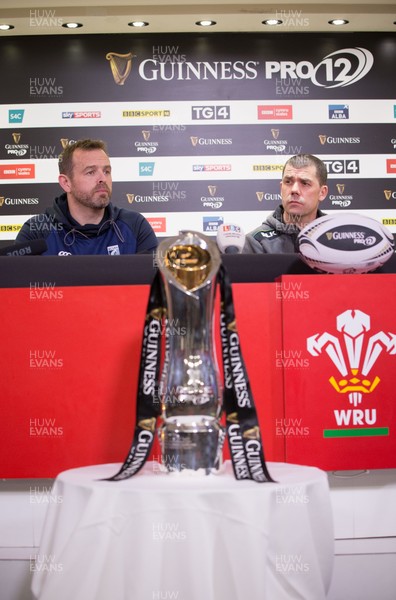 040417 - Judgement Day Press Conference - Cardiff Blues coach Danny Wilson and Ospreys coach Gruff Rees during press conference ahead of their Judgement Day clash