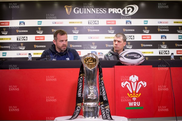 040417 - Judgement Day Press Conference - Cardiff Blues coach Danny Wilson and Ospreys coach Gruff Rees during press conference ahead of their Judgement Day clash