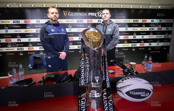 040417 - Judgement Day Press Conference - Cardiff Blues coach Danny Wilson and Ospreys coach Gruff Rees during press conference ahead of their Judgement Day clash