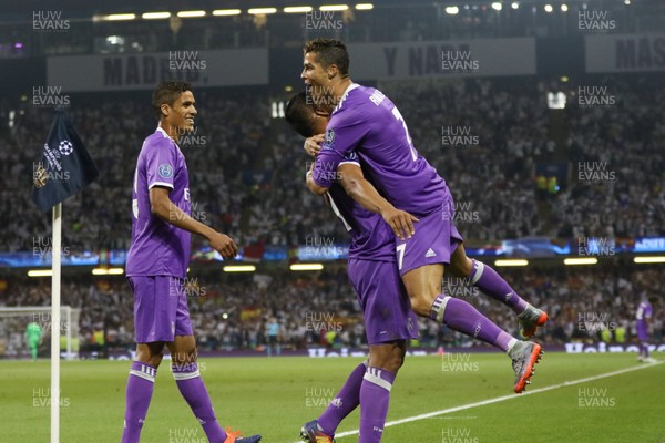 030617 - Juventus v Real Madrid, UEFA Champions League Final, Cardiff - Cristiano Ronaldo of Real Madrid celebrates after scoring goal