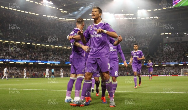 030617 - Juventus v Real Madrid, UEFA Champions League Final, Cardiff - Cristiano Ronaldo of Real Madrid celebrates after scoring goal