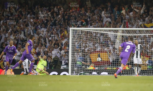 030617 - Juventus v Real Madrid, UEFA Champions League Final, Cardiff -Casemiro of Real Madrid races away to celebrate after scoring the second goal