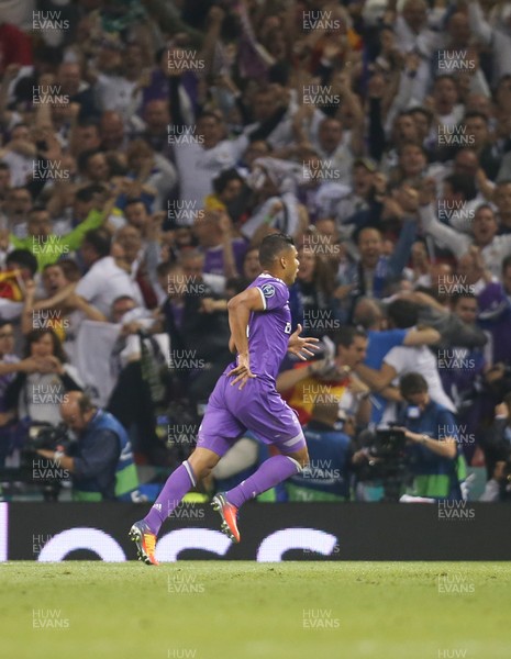 030617 - Juventus v Real Madrid, UEFA Champions League Final, Cardiff -Casemiro of Real Madrid races away to celebrate after scoring the second goal