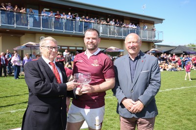 030525 - Lampeter Town RFC League Trophy Presentation - Admiral National League 2 West - Captain of Lampeter Town Brynmor Jones receives the League Trophy from Chris Jones of WRU and President Terry Cobner