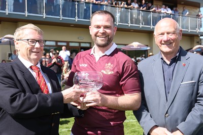 030525 - Lampeter Town RFC League Trophy Presentation - Admiral National League 2 West - Captain of Lampeter Town Brynmor Jones receives the League Trophy from Chris Jones of WRU and President Terry Cobner