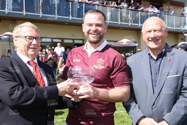 030525 - Lampeter Town RFC League Trophy Presentation - Admiral National League 2 West - Captain of Lampeter Town Brynmor Jones receives the League Trophy from Chris Jones of WRU and President Terry Cobner