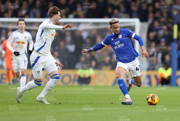 010225 - Leeds United v Cardiff City - Sky Bet Championship - Callum Robinson of Cardiff and Joe Rodon of Leeds United