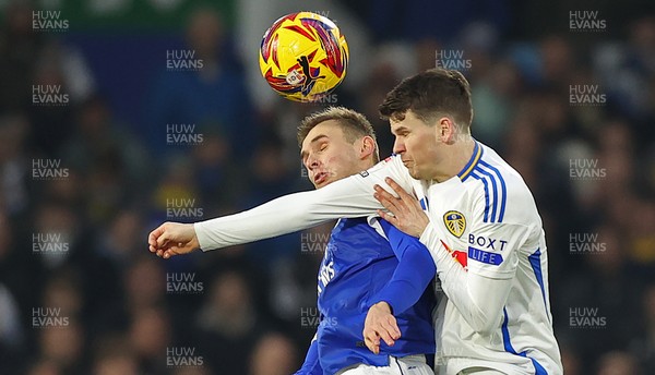  010225 - Leeds United v Cardiff City - Sky Bet Championship - Sivert Mannsverk of Cardiff and Sam Byram of Leeds United