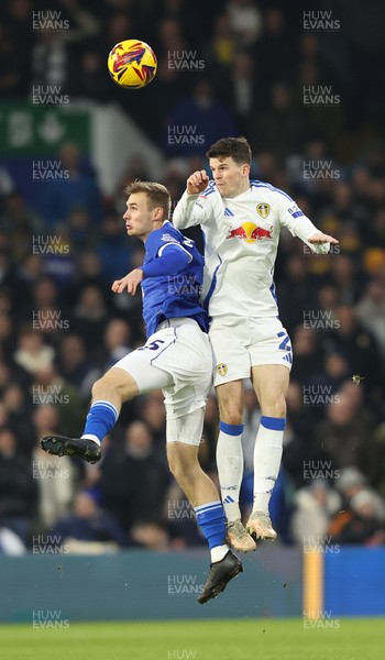  010225 - Leeds United v Cardiff City - Sky Bet Championship - Sivert Mannsverk of Cardiff and Sam Byram of Leeds United