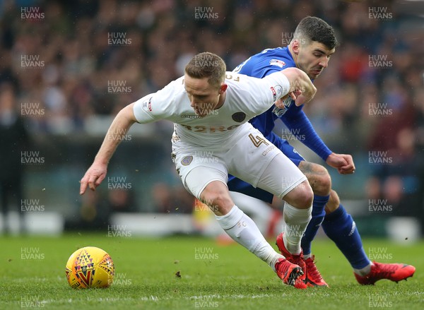 030218 - Leeds United v Cardiff City - Sky Bet Championship -  Callum Paterson of Cardiff and Adam Forshaw of Leeds United