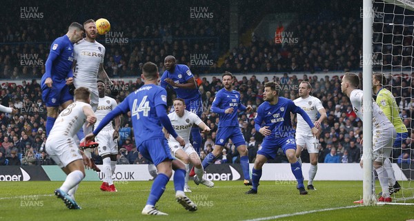 030218 - Leeds United v Cardiff City - Sky Bet Championship -  Callum Paterson of Cardiff competes for the ball