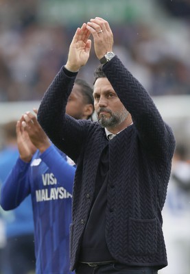 060823 - Leeds United v Cardiff City - Sky Bet Championship - Manager Erol Bulut of Cardiff applauds the fans at the end of the match