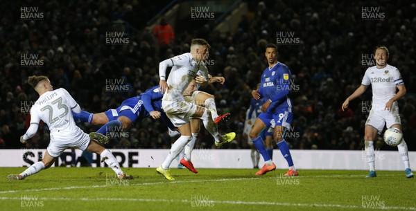 141219 - Leeds Utd v Cardiff City - Sky Bet Championship - Ben White of Leeds United puts the ball into his own net for Cardiff 2nd goal