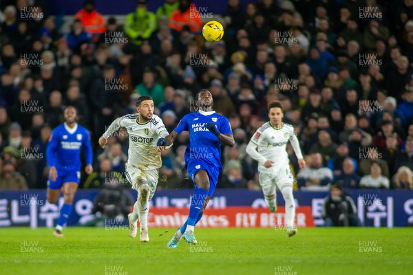 180123 - Leeds United v Cardiff City - FA Cup Third Round Replay - Sheyi Ojo of Cardiff and Sam Greenwood of Leeds chase a ball 