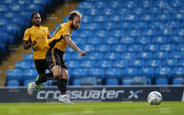 220817 - Leeds United v Newport County - Carabao Cup - Sean Rigg of Newport County takes a shot at goal