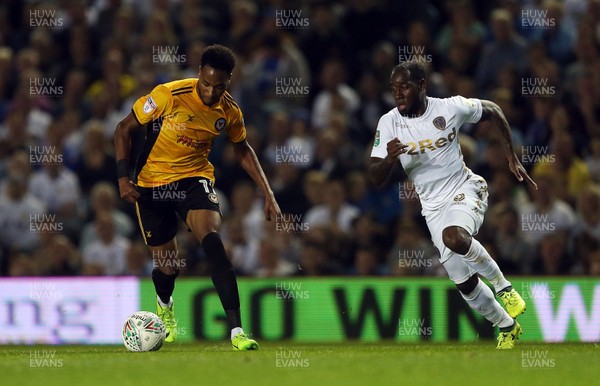 220817 - Leeds United v Newport County - Carabao Cup - Lamar Reynolds of Newport County is challenged by Vurnon Anita of Leeds United