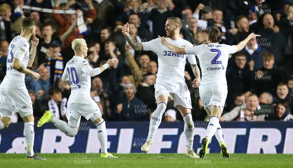 130219 - Leeds United v Swansea City - SkyBet Championship - Pontus Jansson of Leeds celebrates scoring a goal with team mates