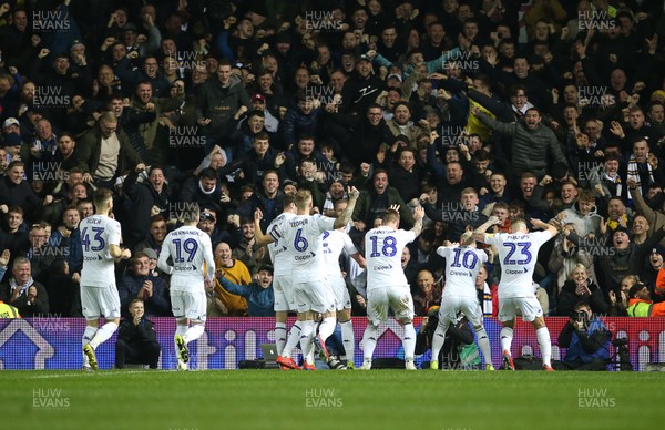130219 - Leeds United v Swansea City - SkyBet Championship - Pontus Jansson of Leeds celebrates scoring a goal with team mates and the fans