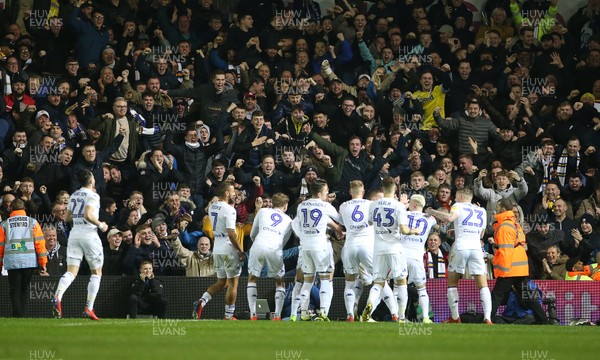 130219 - Leeds United v Swansea City - SkyBet Championship - Pontus Jansson of Leeds celebrates scoring a goal with team mates and the fans